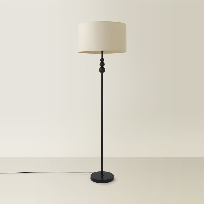 Randalia 145cm Traditional Floor Lamp, Natural, Black