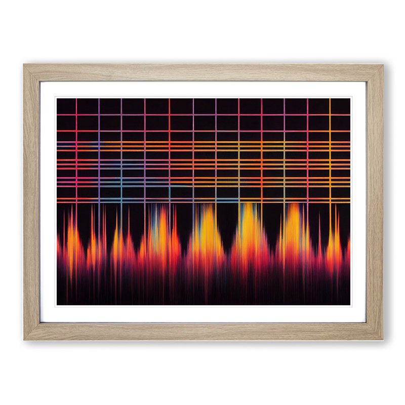 Electronic Audio Sound Bars Vol.2 Abstract - Single Picture Frame Print, 25cm H x 34cm W x 2cm D, Oak 