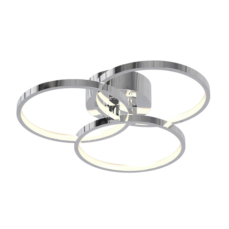 Plafonnier à DEL Mooty 26W 1350Lm 120V, Chrome poli, H 3,5 po x l 15,75 po x P 15,75 po