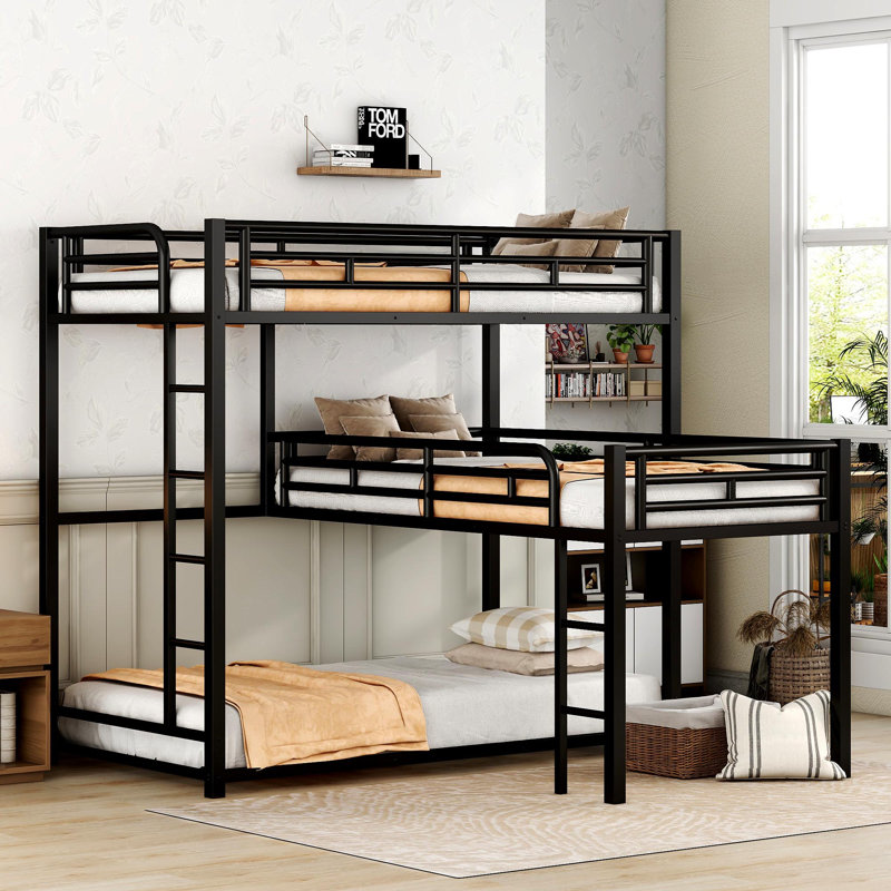 Lit superposé simple en L en forme de L, noir (ANCIEN SKU: MF285891AAB)