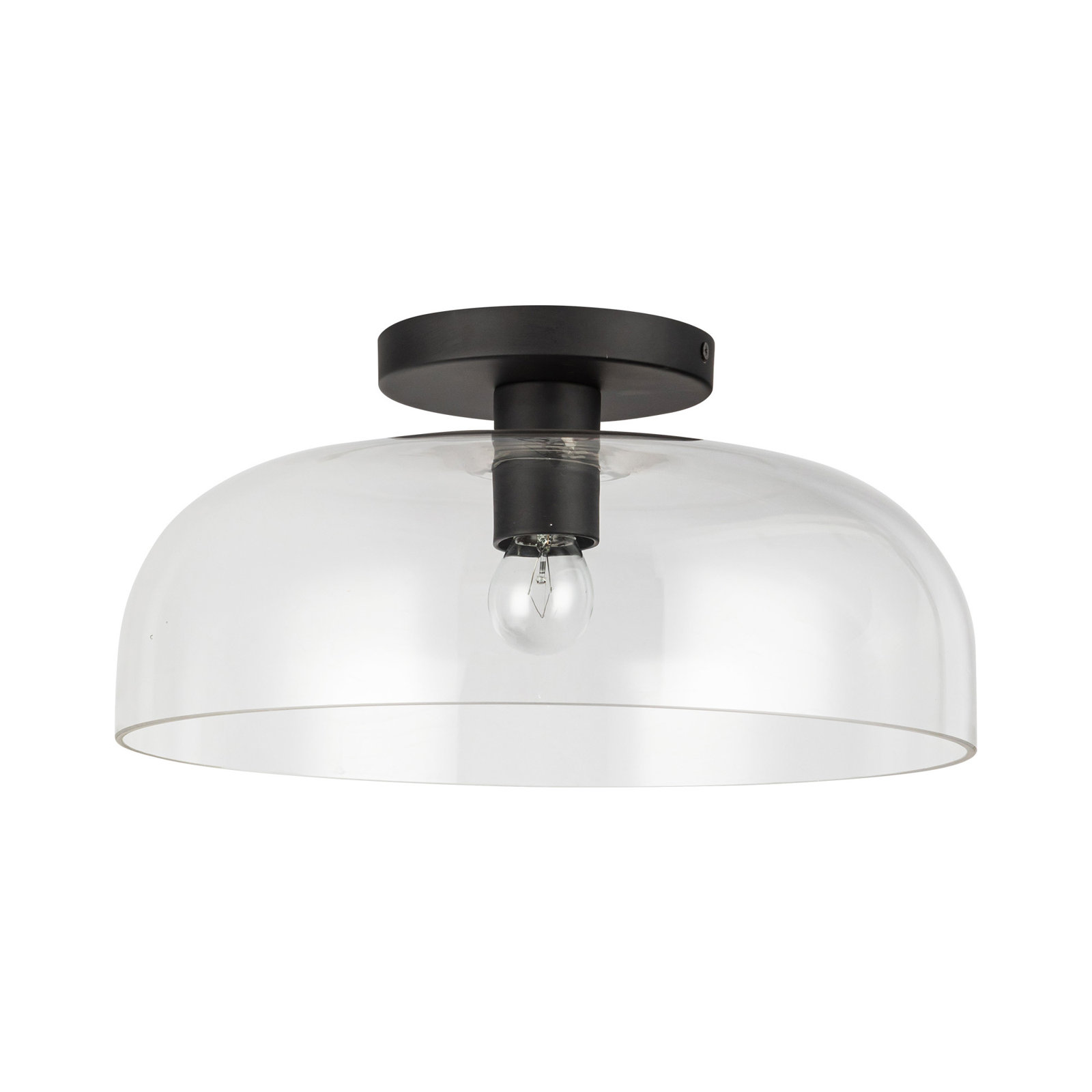 Blakehurst Single Light Glass Semi Flush Mount, Matte Black