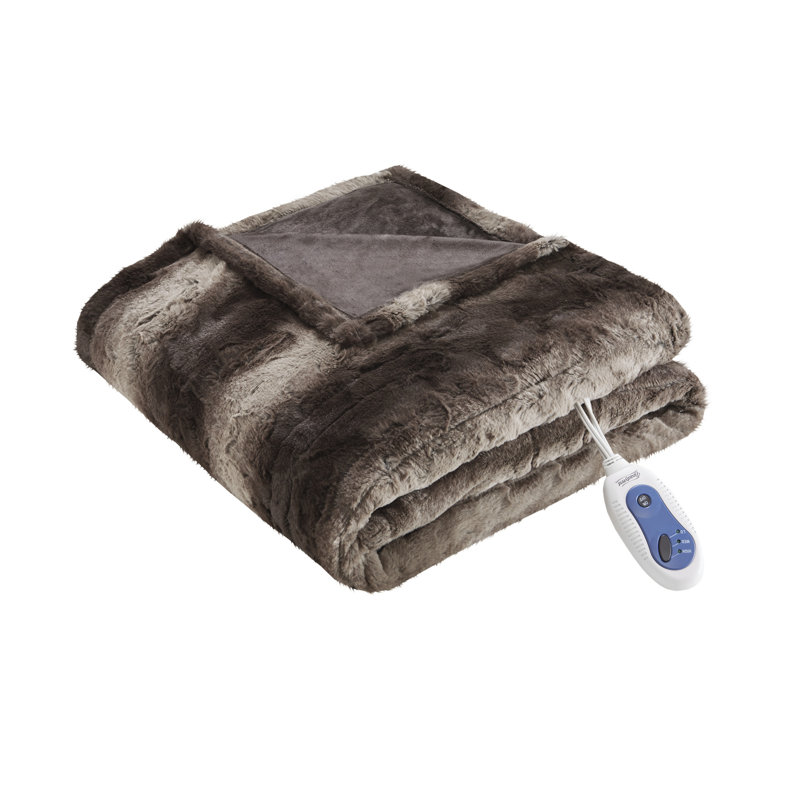 Jeté en fausse fourrure surdimensionné Beautyrest Zuri, Imprimé animal brun