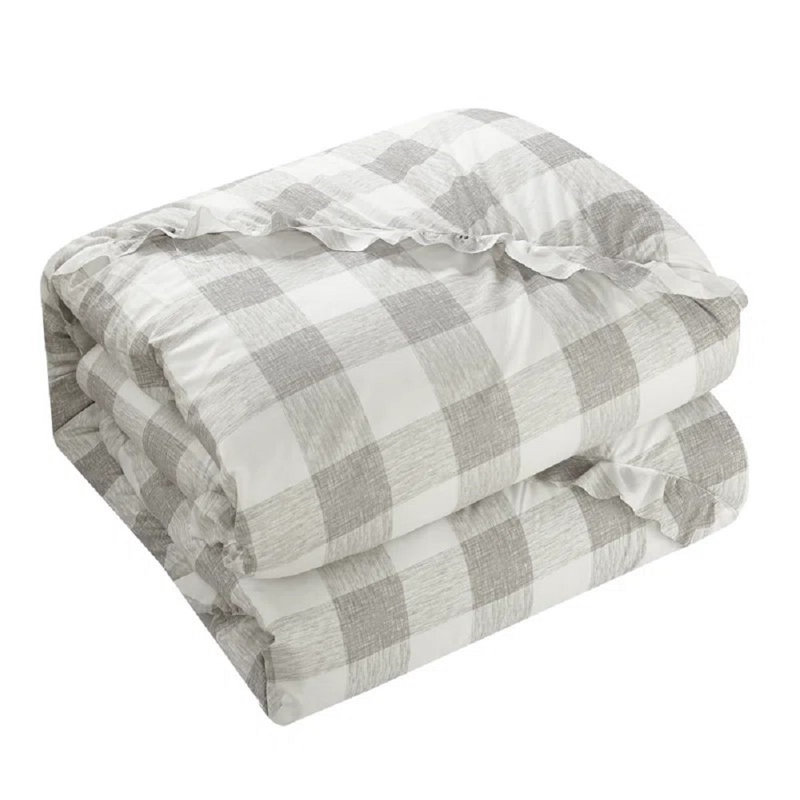Ensemble d'édredon réversible  Ruffle, Édredon simple TG + 1 taie décorative, Gris