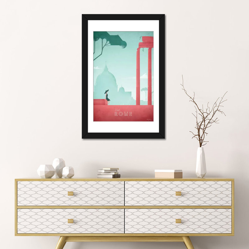 Rome, impression sur toile tendue, H 24 po x l 16 po x P 1 po, Papier d'art encadré noir, Blanc