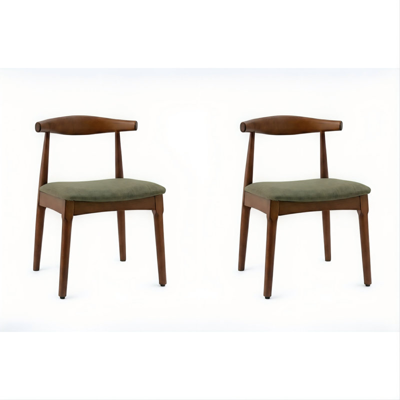 Solid Wood Dining Side Chair, Green/Walnut