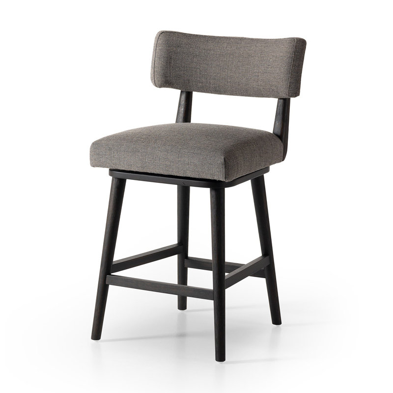 Natural Wood Swivel Counter Stool with Upholstered Seat
