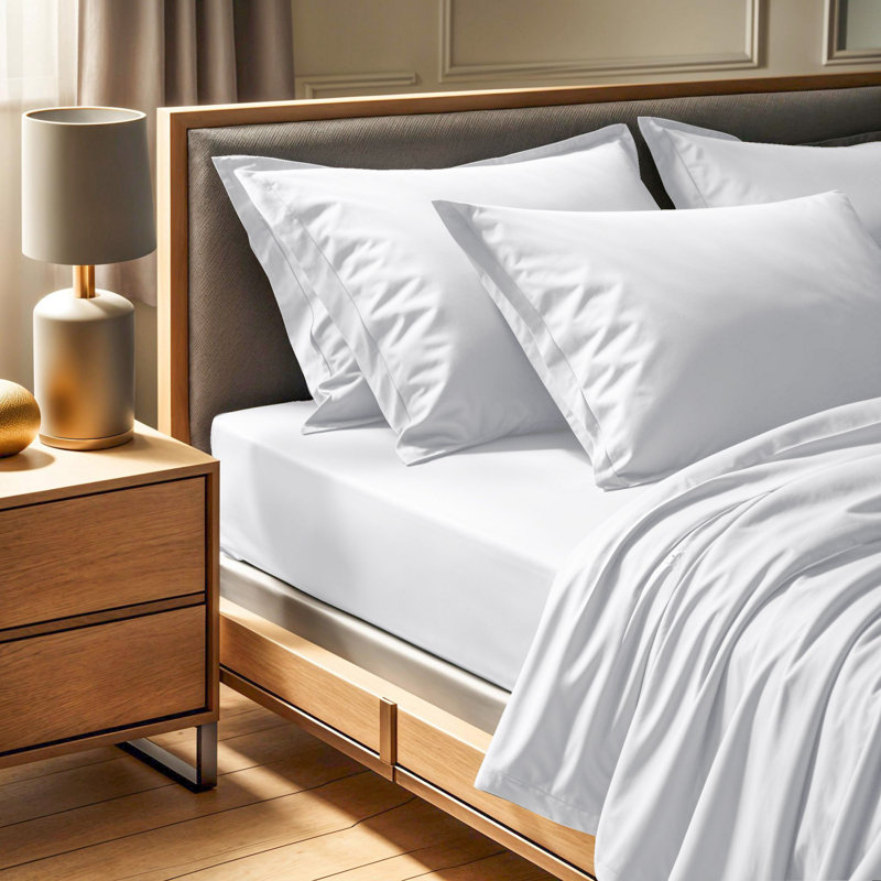 Premium 100% Cotton Ranforce King Fitted Sheet, 76 x 80 + 11.8 Inches Deep Pocket | 145 Thread Count | Machine Washable at 86°F | Soft White Color, Breathable Comfort for Luxurious Sleep Experience