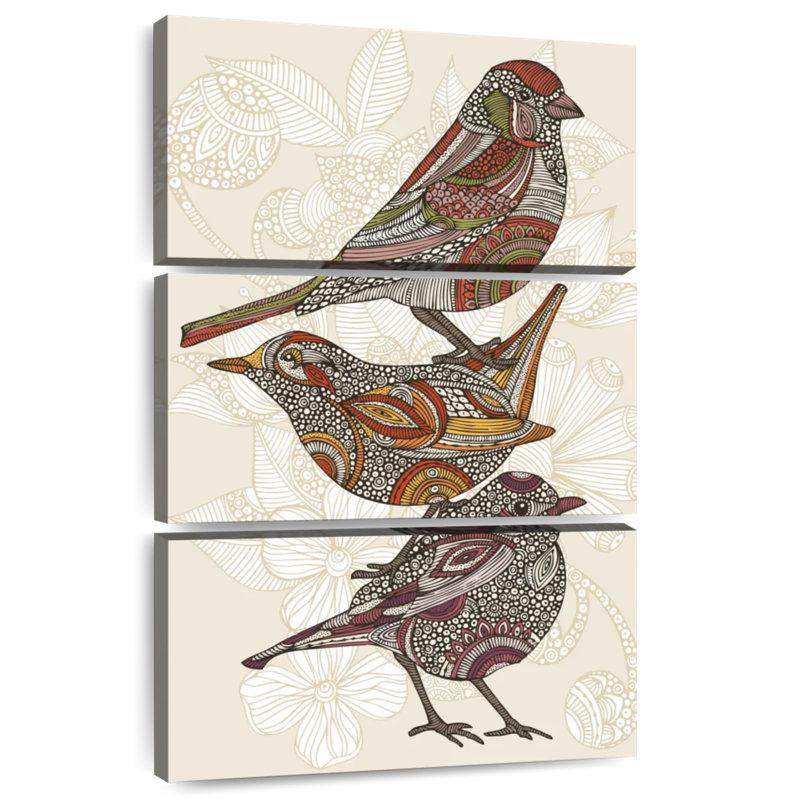 Trois petits oiseaux en ronce, H 38 po x l 24 po
