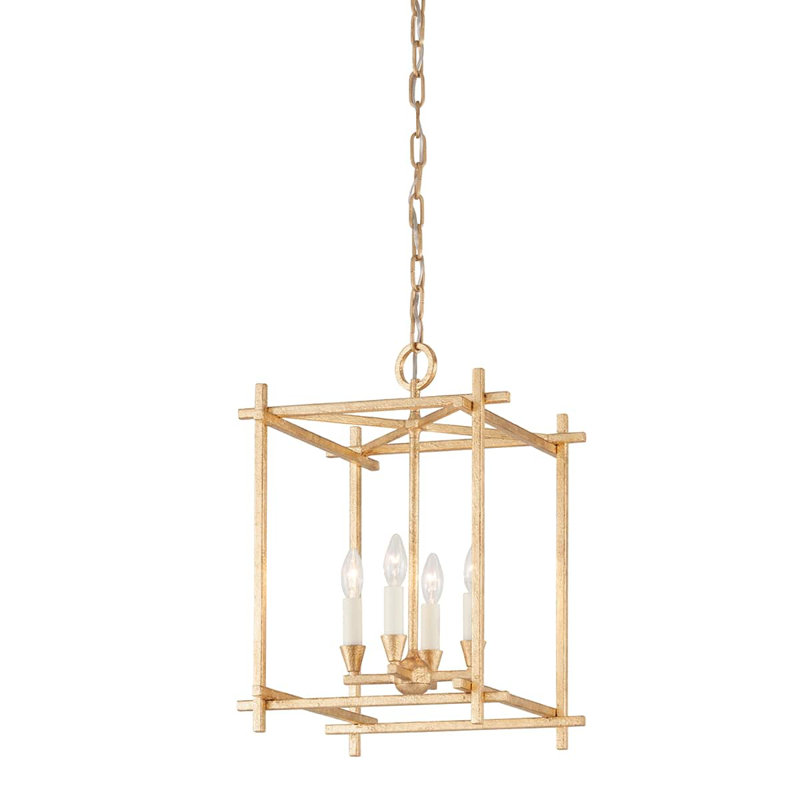 Lanterne Huck Light, Feuille d'or rétro, H 21,25 po x l 15 po x P 15 po
