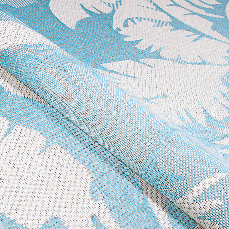 Waddington Floral Ivory Turquoise Indoor Outdoor Area Rug, Rectangle 7'6" x 10'9"