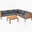 Ensemble de canapé d'extérieur à structure en bois avec coussins beiges Design exotique avec accessoires en métal robuste