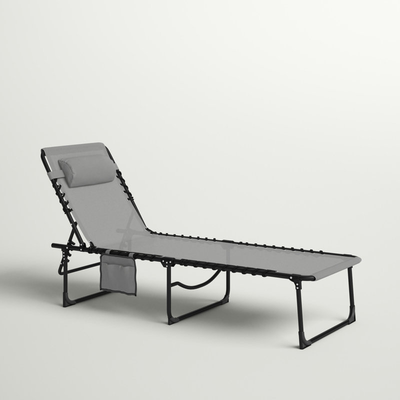 Aylin Outdoor Metal Chaise Lounge, Gray