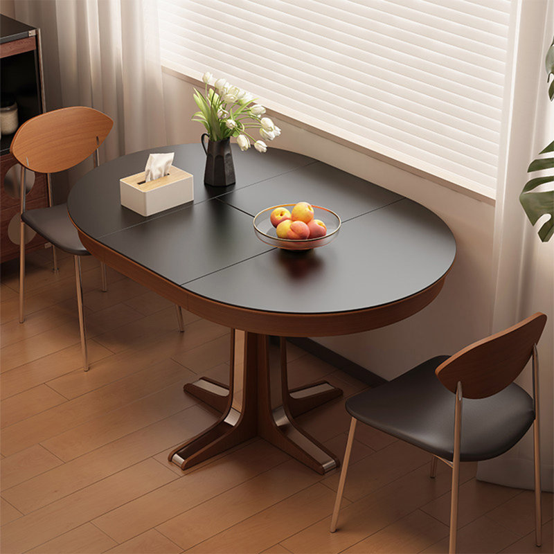 Table de salle à manger noire ronde en bois massif fritté, H 29,92 po x l 39,37 po x P 39,37 po