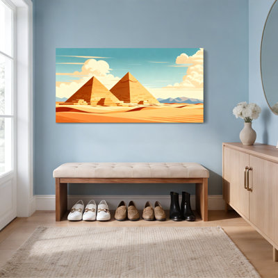 Ensemble de 1 tableau sur toile représentant les pyramides égyptiennes et un paysage désertique
