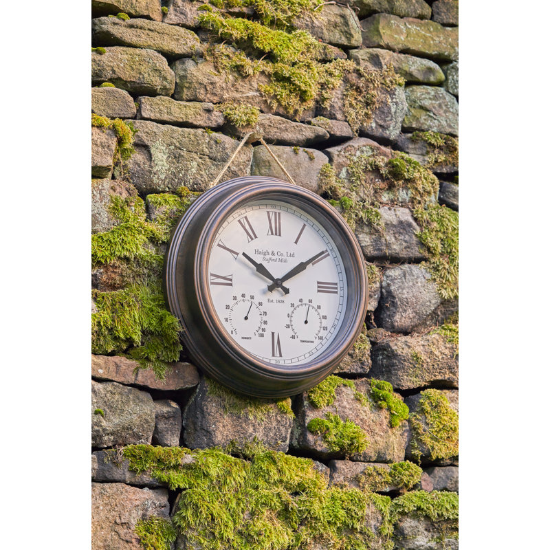 Metal Wall Clock, White/Bronze