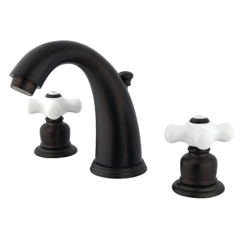 Kingston Brass Victorian Two-Handle 3-Hole Deck Mount Widespread Bathroom Faucet with Retail Pop-Up Drain, Oil Rubbed Bronze