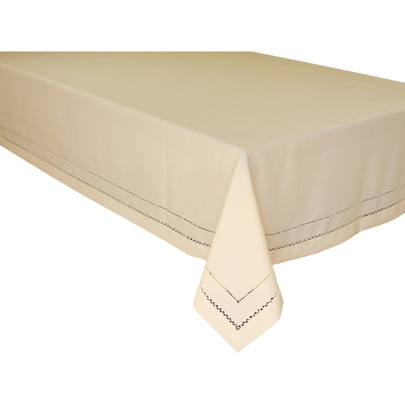 Ivory Polyester Rectangular Tablecloth, 65" x 108"