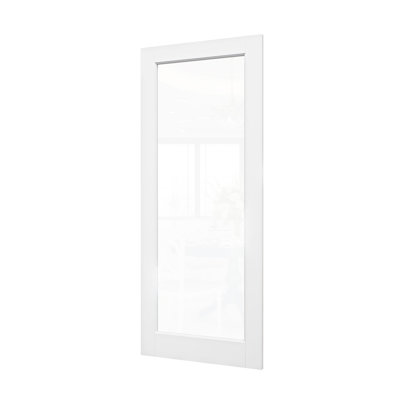 64“x80"Interior 1-Lite Clear Glass Primed Slab Door Prefinished Solid Core Wood Standard Door by Ark Design 