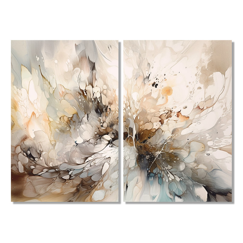 Blanc et gris, profondeurs géométriques I - art mural moderne doré, 36" H x 48" W, Wrapped Canvas, Does Not Apply