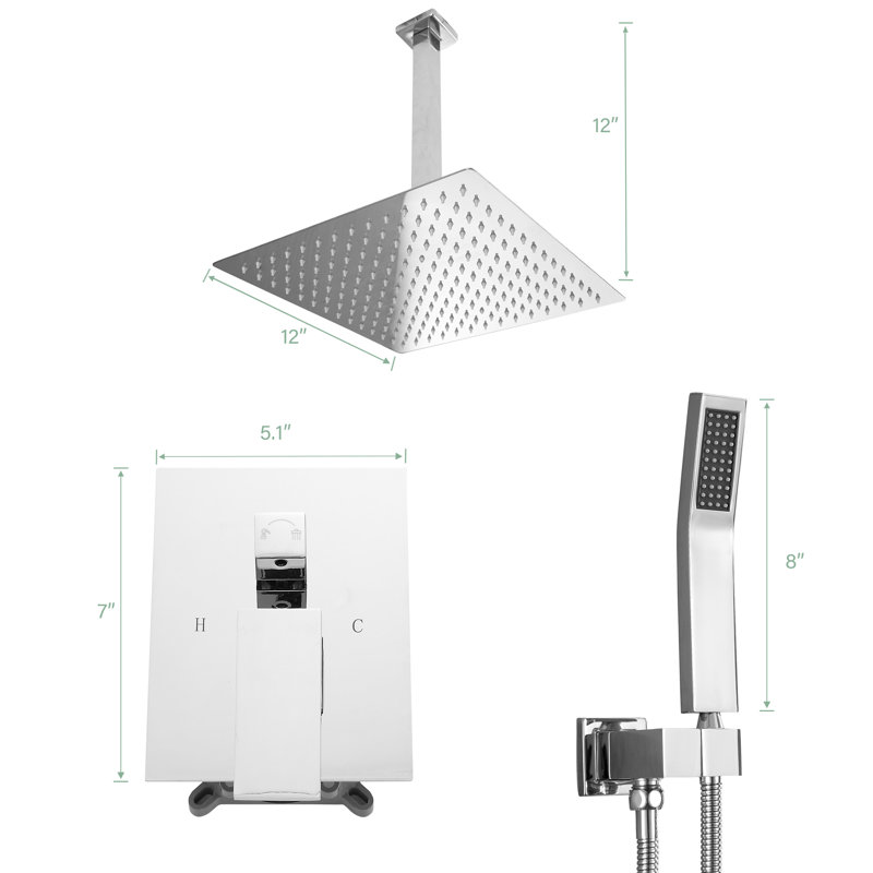 Système de douche complet avec valve brute, Chrome
