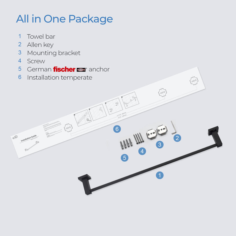 Cube 24'' 1 Towel Bar, Matte Black