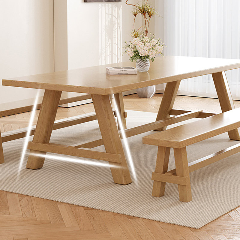 Japanese style full solid wood dining table set, 29.5"H x 86.6"L x 35.4"W