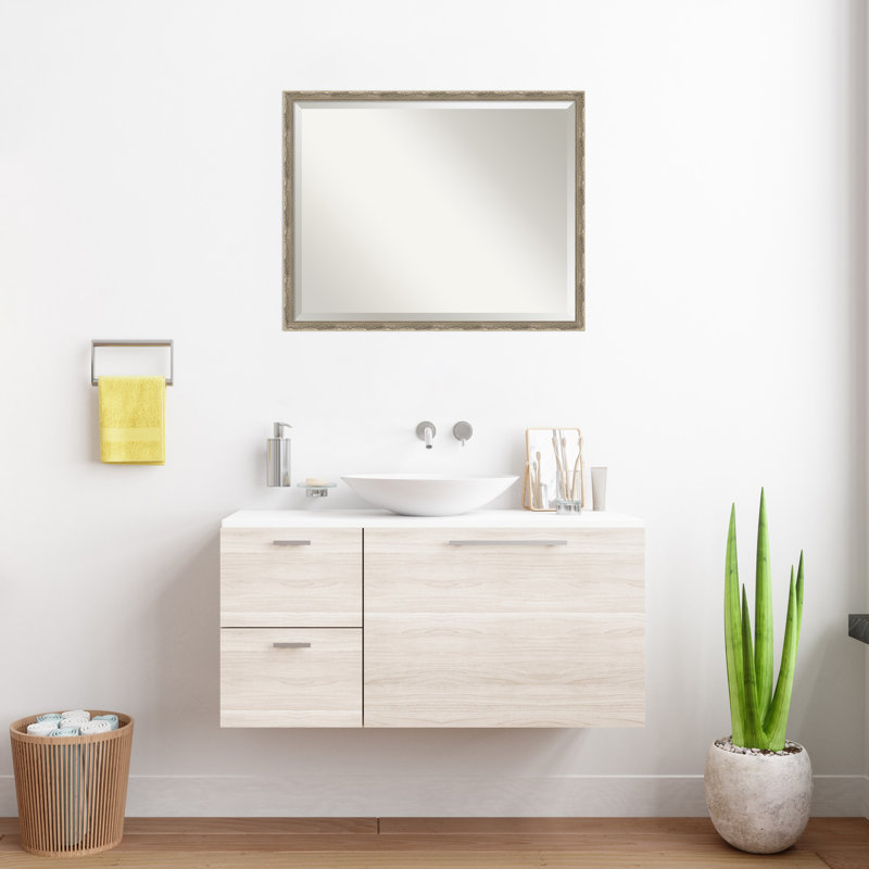 Miroir mural de salle de bain Mila, 23,5 po x 29,5 po, Argent foncé