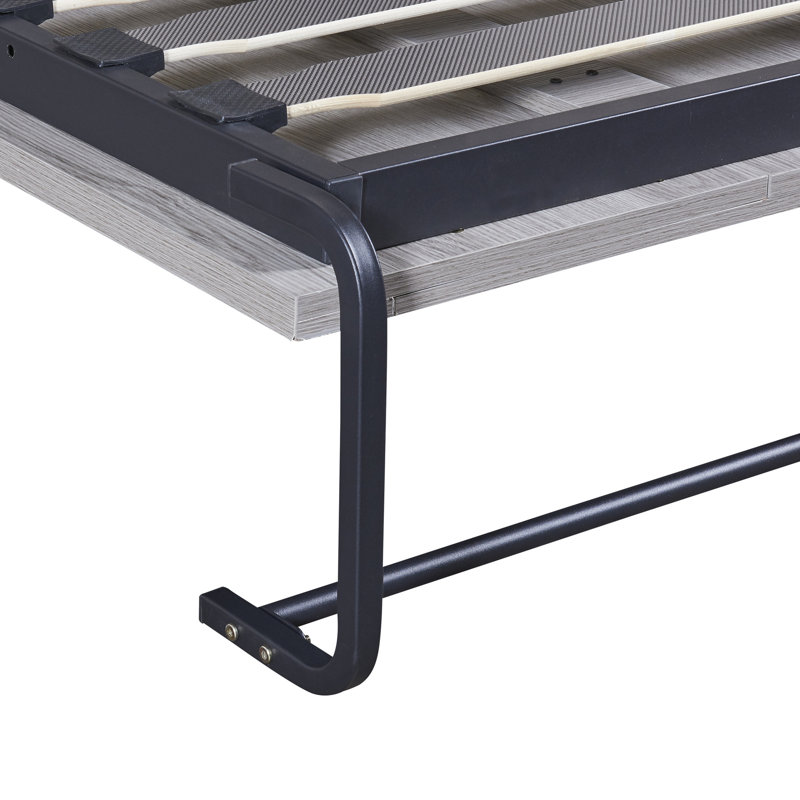 Lit double gris pliable dans l'armoire - Conception fiable et compacte avec armoire pliante, espace