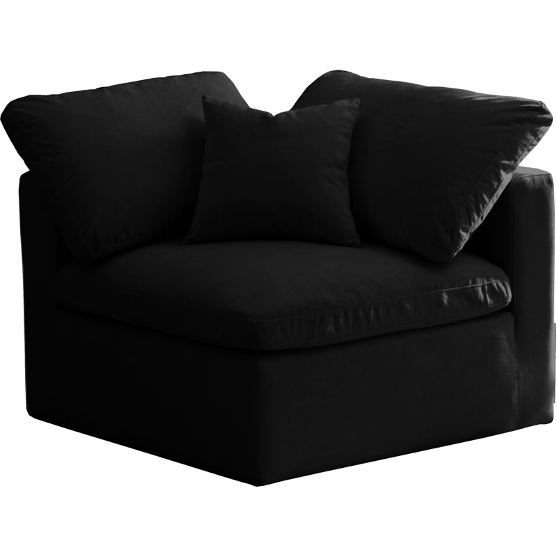 Ativa 35" Velvet Modular Seating Component, Black Velvet