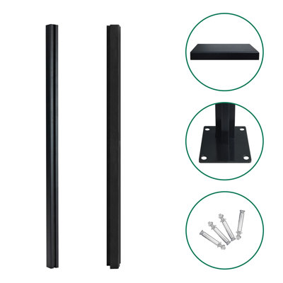 6.2Ft Ground-Mount Corner Fence Post With Base – Adjustable Angle, Durable Composite Fence Solution（One 6.2Ft Standard Post, One 6.2Ft  Corner Post)