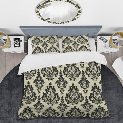 Ivory Cream Damask Harmony II - Transitional Duvet Cover Set