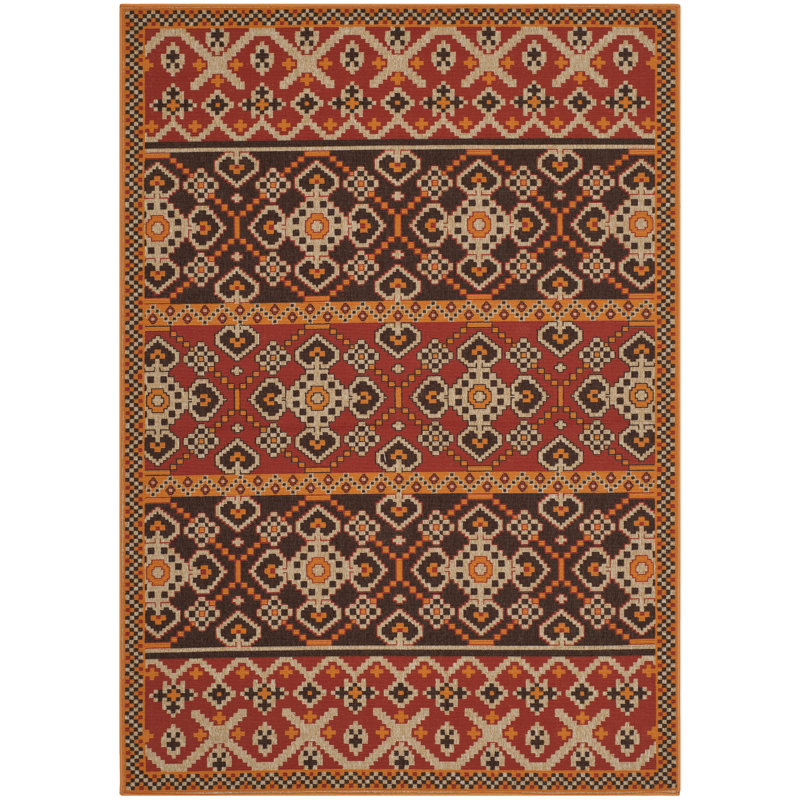 Ramsgate Looped Red/Chocolate Indoor/Outdoor Rug, Rectangle 160 x 231 cm