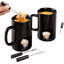 Ensemble de 2 tasses à fondue en céramique noire KOVOT avec fourchettes et bougies chauffe-plat