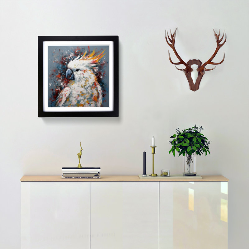 Cockatoo Abstract Expressionism No.1 - Framed Print, Black
