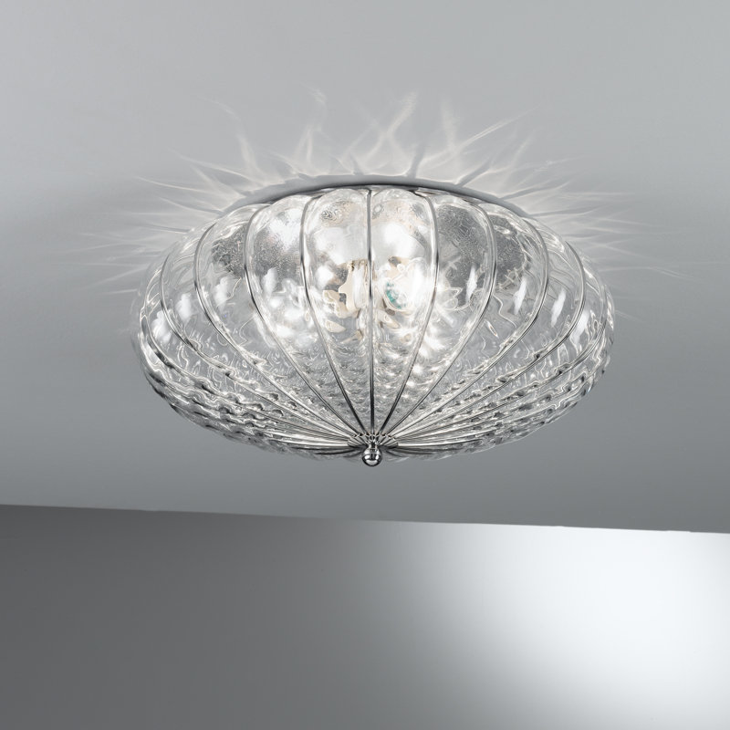 Glass Flush Mount, 20cm H x 48cm W x 48cm D, Clear