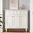 White Solid + Manufactured Wood Shoe Storage Bench