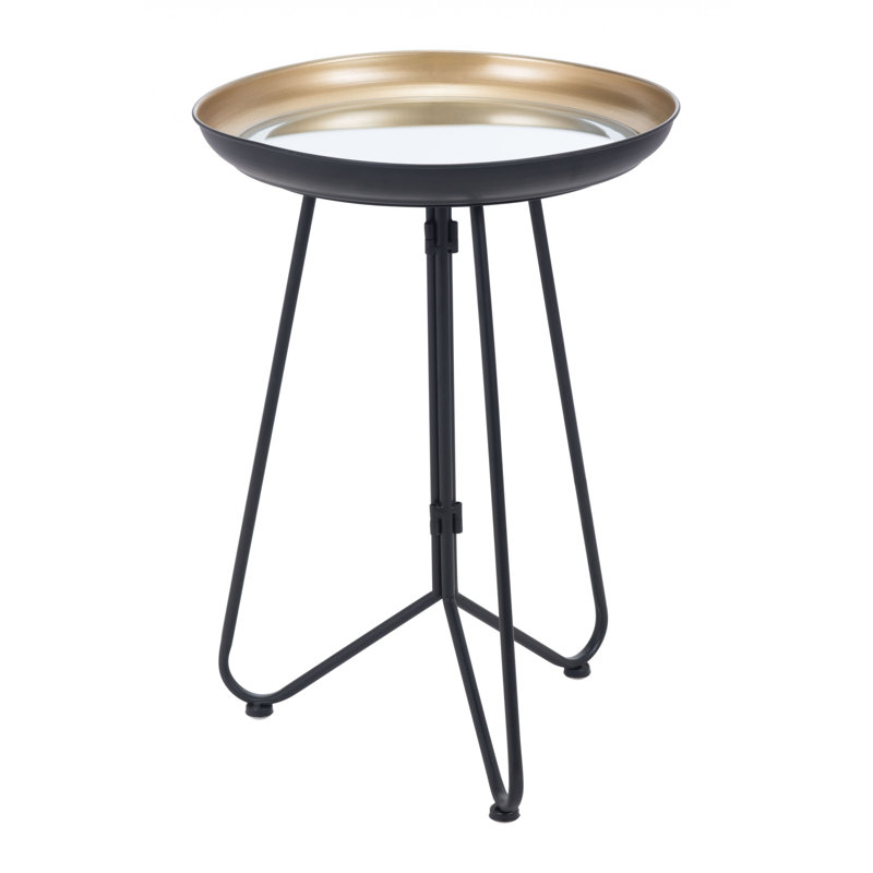 Table d'appoint en acier noir et or