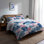 Ensemble de literie 3 pièces Boho - Ensemble de housse de couette bleu et rose