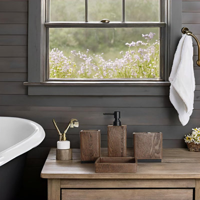 Wood Grain Design Bathroom Accessories Set