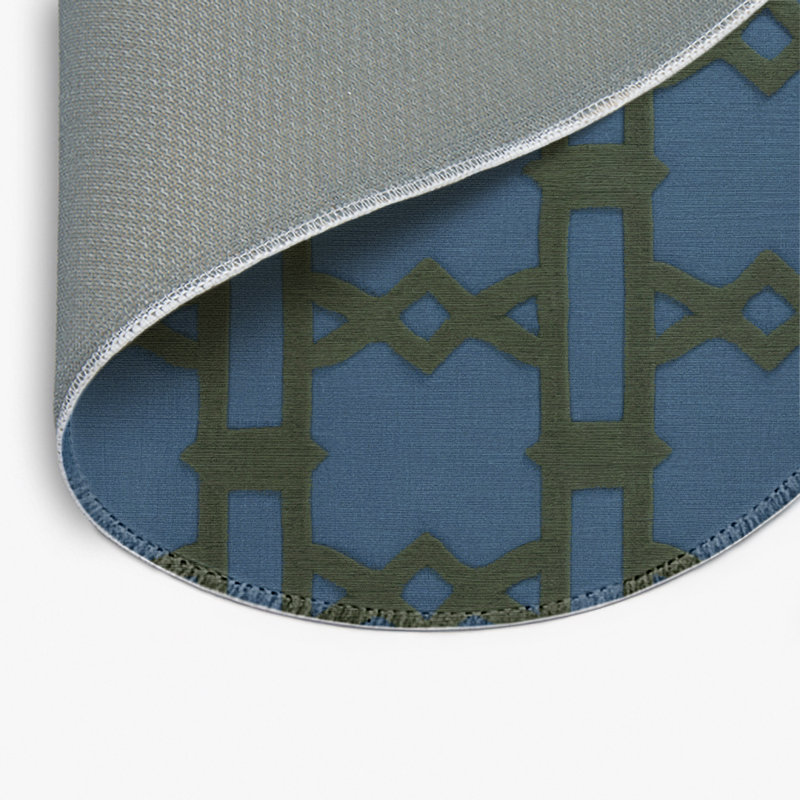 Tapis bleu intérieur et extérieur Trellis, Rond 5 pi