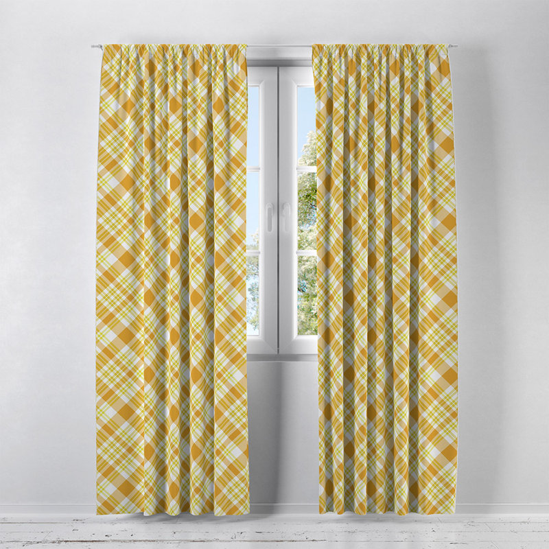 Panneaux de rideaux semi-transparents à carreaux, L 40 po x L 61 po