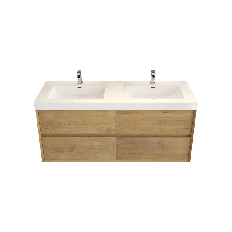 Ensemble de meuble-lavabo double 59 po, Chêne