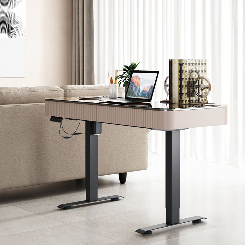 Height Adjustable Rectangle Standing Desk , 74.9 cm H x 119.4 cm W x 58.4 cm D, Pink/Black