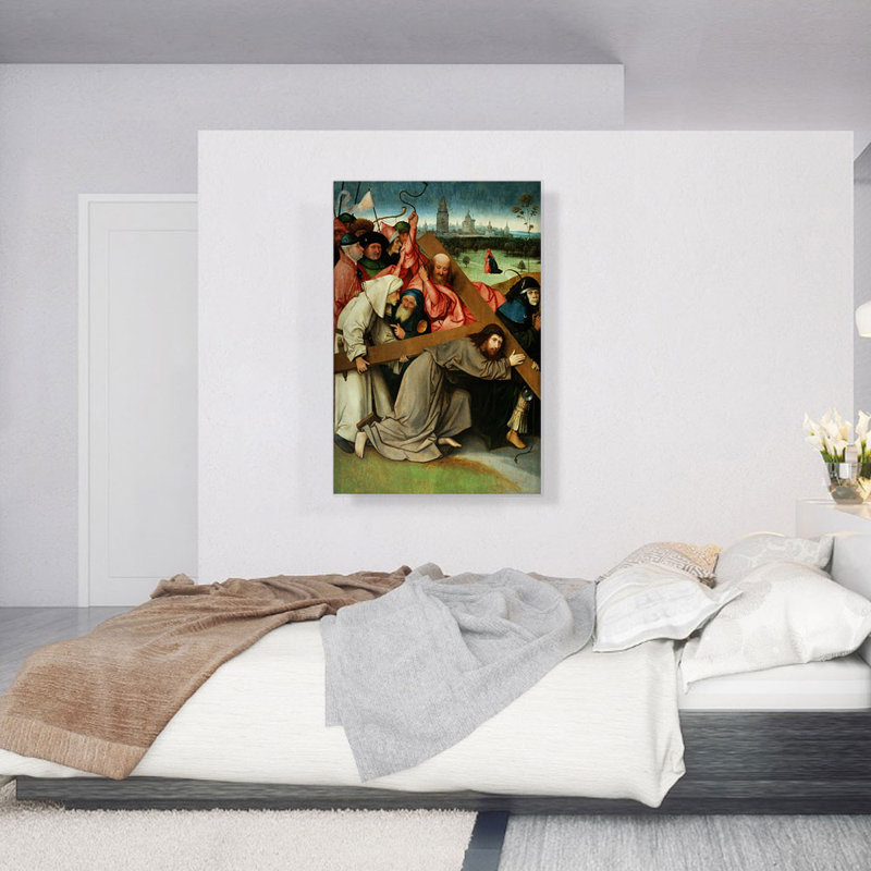 " Christ Carrying The Cross " by Hieronymus Bosch Painting Print, 40" H x 26" W x 1.5" D