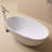  55'' x 30'' Freestanding Tub Solid Surface Stone Resin Soaking Bathtub-101185365