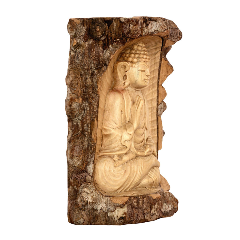 Romario en bois serein Bouddha méditant crocodile statue en bois sculpté à la main Figurine décorative faite à la main rustique