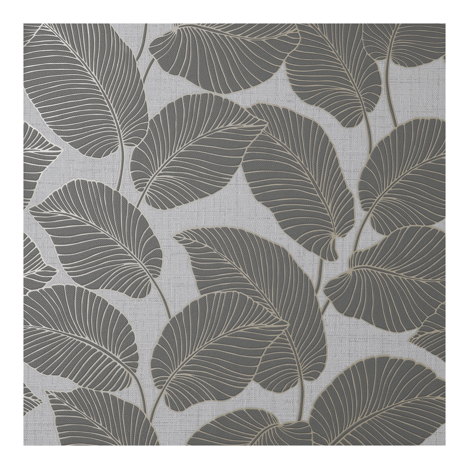 Omena Modern Leaves Wallpaper, Gray