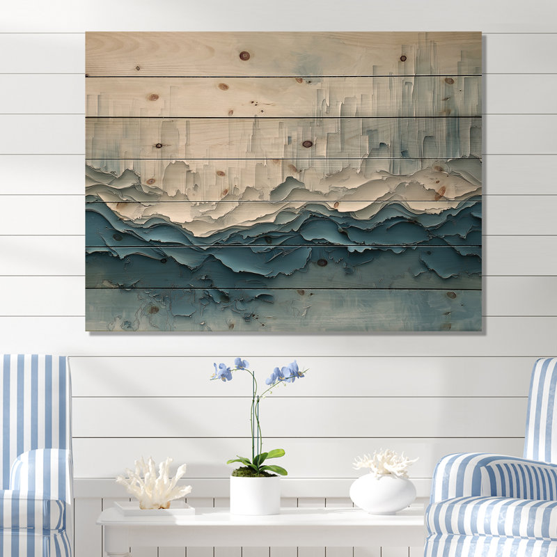 Vagues vagues de l'océan II - art mural en bois côtier - sur bois de pin naturel, H 10 po x l 20 po x P 0,78 po
