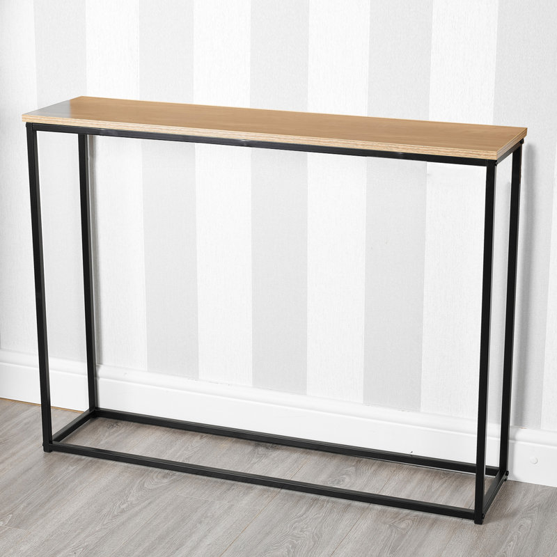 Adjei 100.5cm Console Table, Oak, Black, 75.5cm H x 100.5cm W x 24cm D
