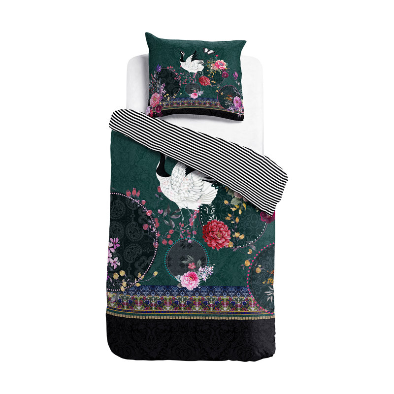 Green Satin 200 TC, 220 x 240 cm - 2 Pillowcases (60 x 70cm)